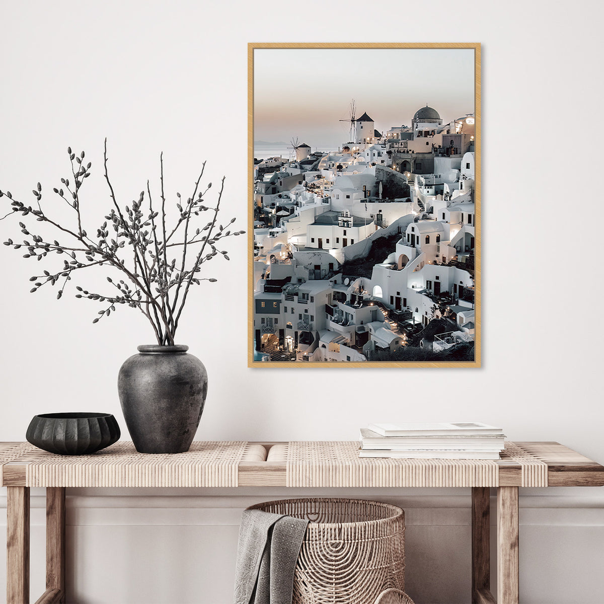 Cyclades: Evening in Oia, Santorini, by Bella Eve – Zokis Canvas Art