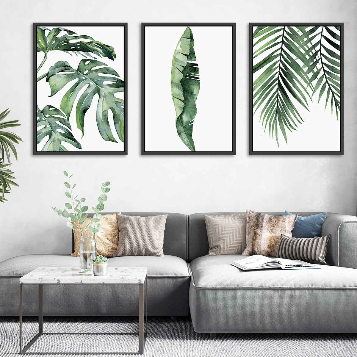 Tropical Leaves in Trio – Zokis Canvas Art